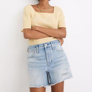 Madewell Relaxed Mid-Length Denim Shorts in Selton Wash: Ripped Edition